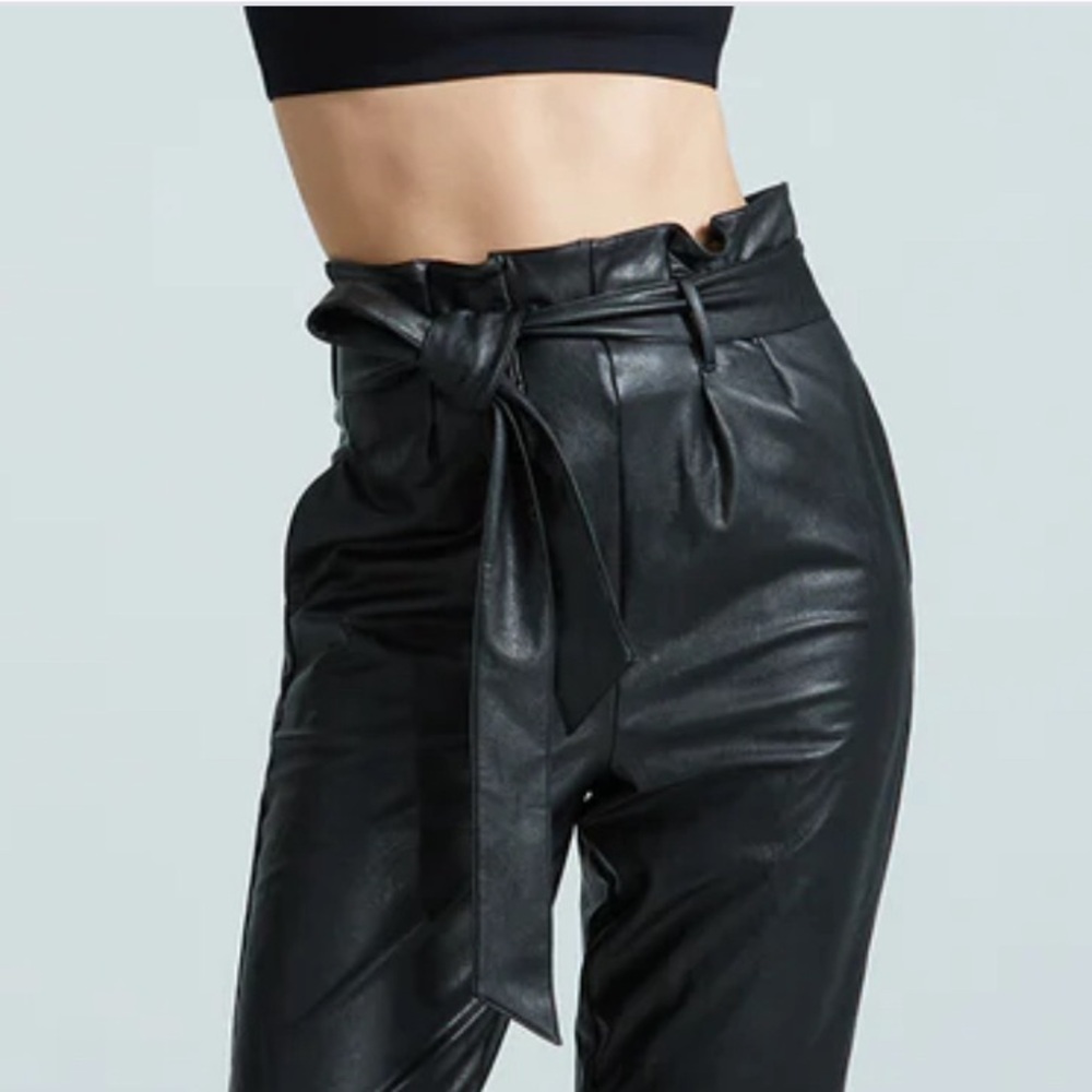 4th and Reckless Leather Paper Bag Tie-Waist Trouser